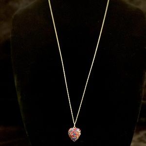 Long Silver tone chain with Heart pendant